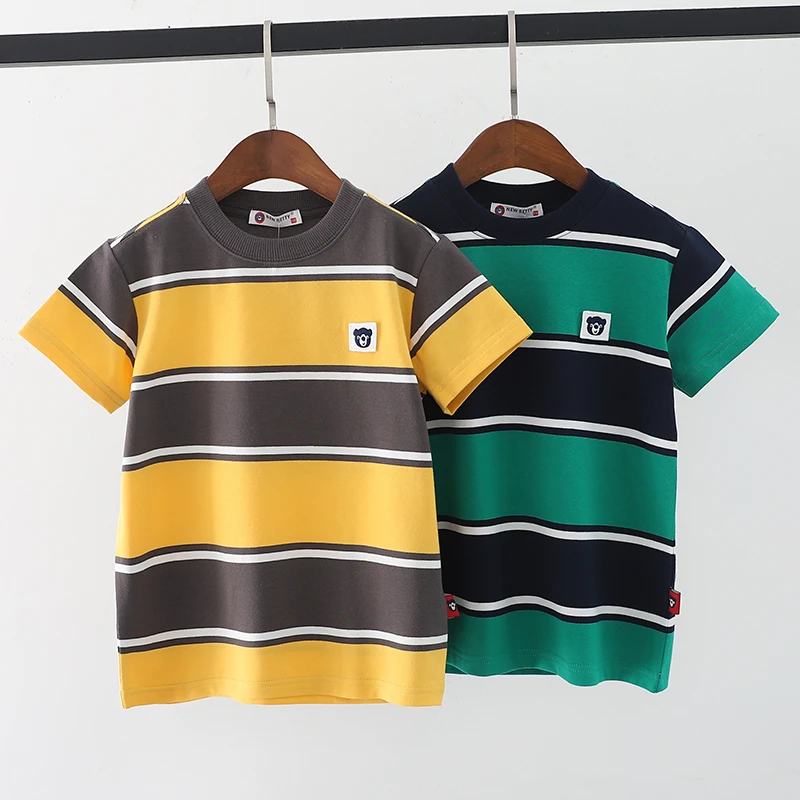 NEW BETTY儿童夏季新款中大童圆领条纹运动时尚休闲宽松短袖139