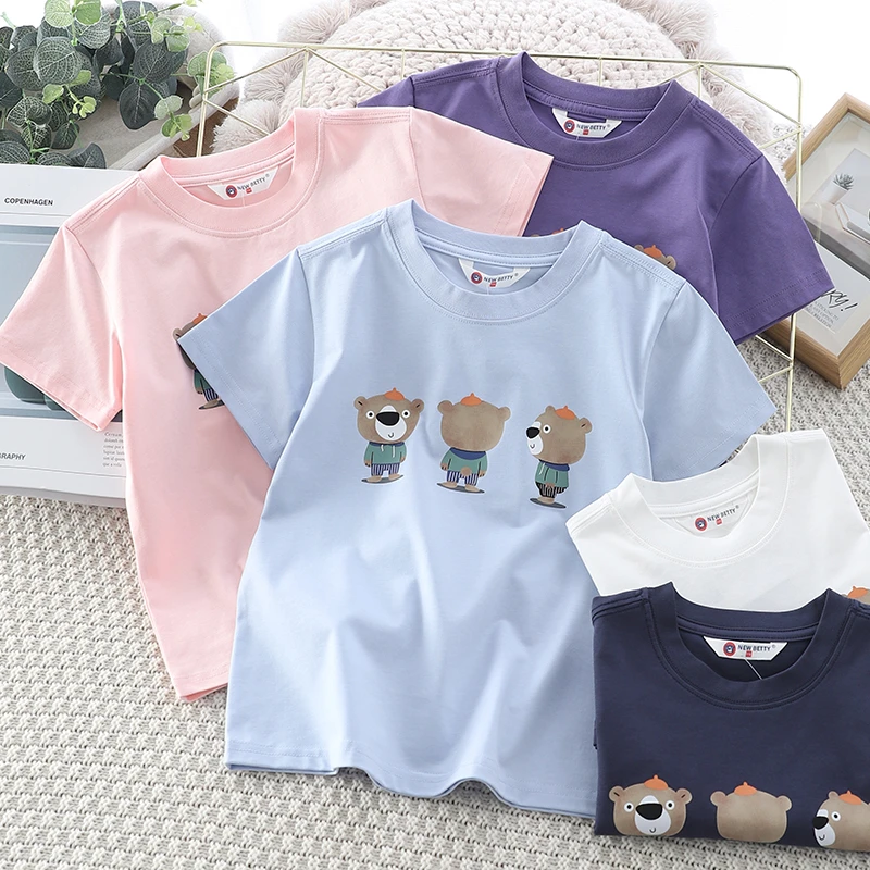 NEW BETTY儿童印花圆领T恤夏季休闲运动半袖大童上衣时尚百搭842