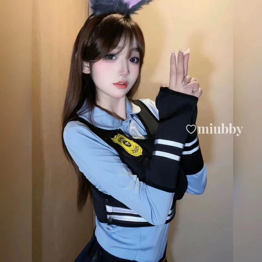 兔子警官cos服女款兔子警官cos服万圣节cos服修身装显瘦性感长袖