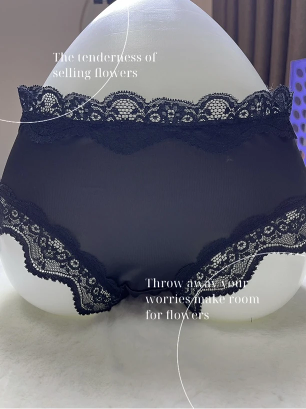 新款撞色蕾丝女后臀镂空性感奢华尔缎中腰三角裤棉档内裤三条装