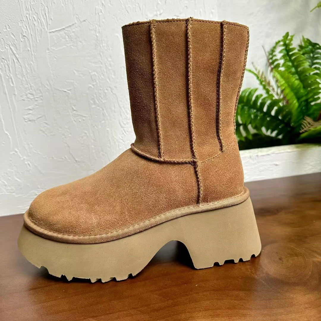 ZM50【7cm中筒人鱼】新款时尚厚底中筒人鱼休闲女士舒适雪地靴