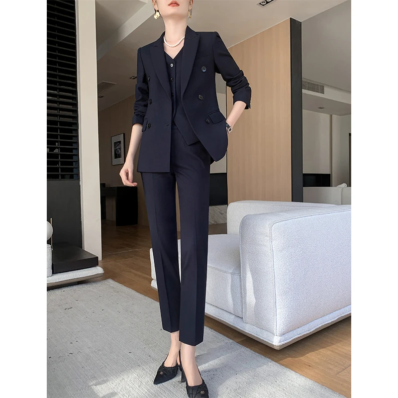 【李主任同款】西装马甲套装女2025秋冬新款高级感工作服西服