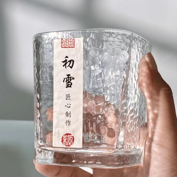 高颜值初雪锤纹玻璃杯 创意咖啡杯马克杯 办公室水杯 威士忌酒杯