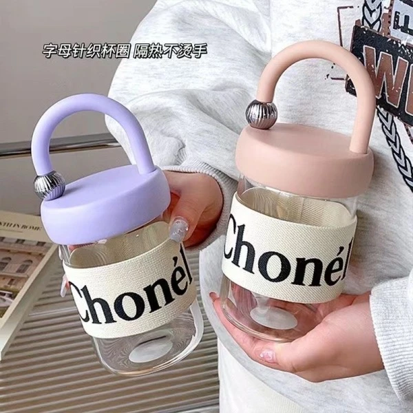 水杯子爆款2025透明小香风简约水杯高颜值简约水杯玻璃杯咖啡杯