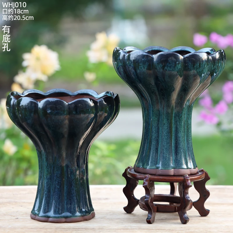 创意火锅蘑菇莲花款多肉花盆家用阳台陶瓷透气大口径花盆008