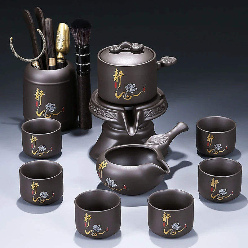 紫砂自动懒人防烫茶具茶壶旋转出水泡茶神器便携茶具套装