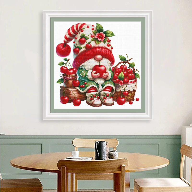 春天十字绣2025新款线绣卡通樱桃小矮人客厅卧室儿童房挂画