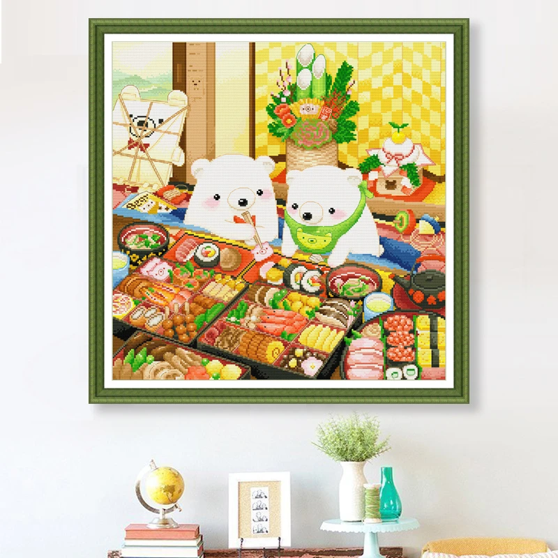 春天十字绣2025新款满绣卡通可爱小白熊寿司客厅卧室手工自己绣