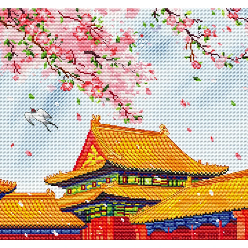 春天十字绣2025新款线绣唯美新中式客厅故宫风景画简约现代自己绣