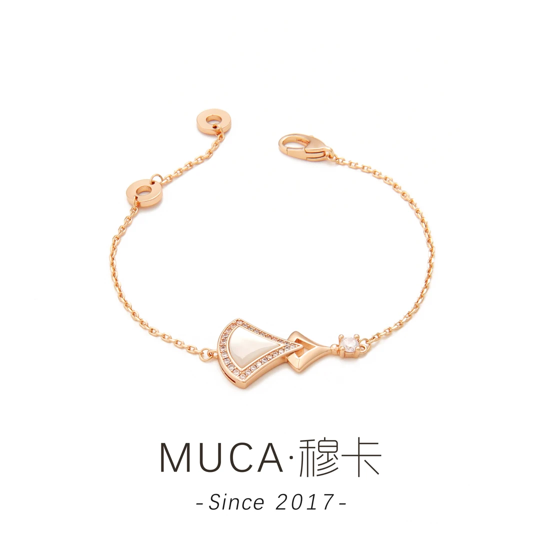 铜合金贝壳手链 经典轻奢不切拉红色单花手链J538