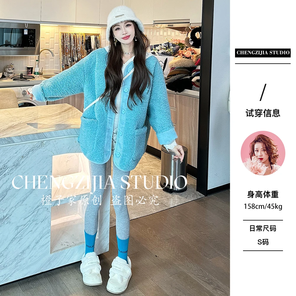 【裴诗婷】橙子·studio 【梦露】WT0414高级韩版毛毛外套