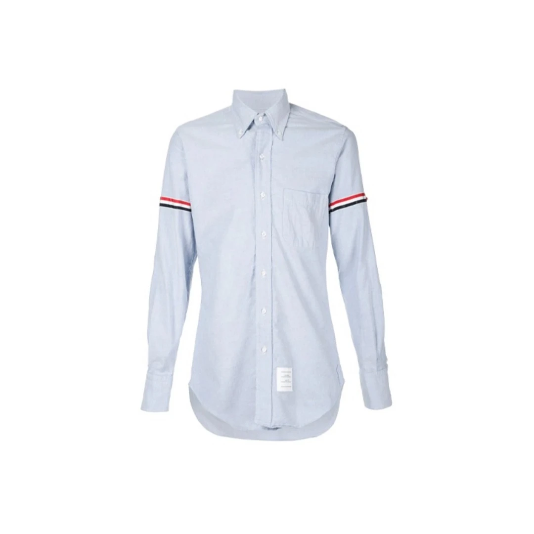 全新未使用 奢邦/THOMBROWNE/衣服/公价3900/条纹长袖衬衫浅蓝