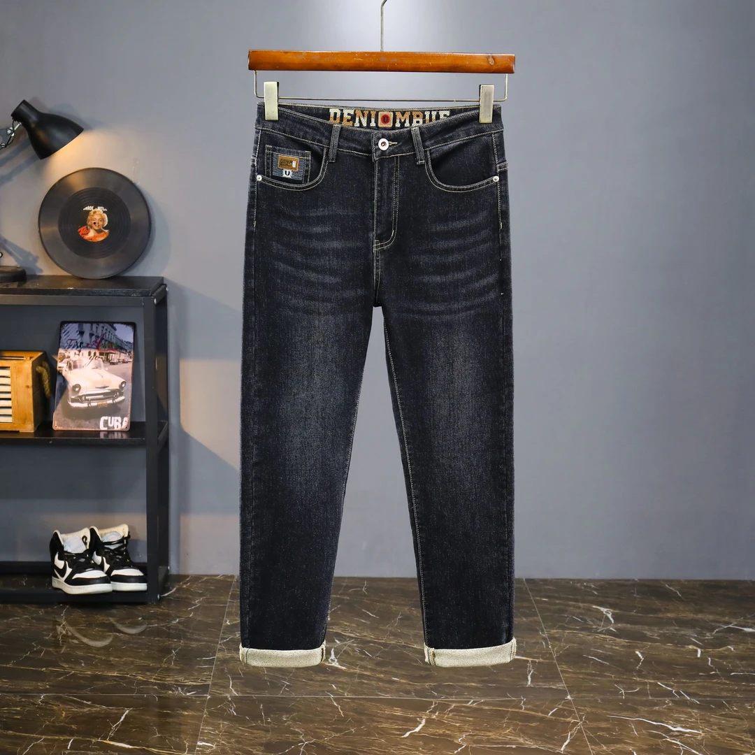 2025春秋新款弹力牛仔裤男潮流修身小直筒百搭长裤男牛仔裤男显瘦