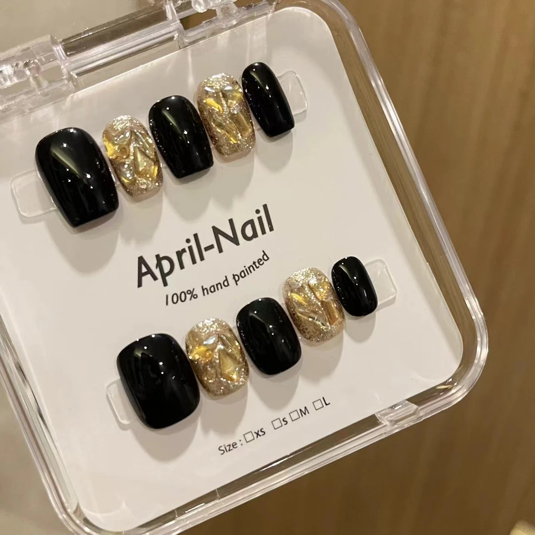 【墨千金】纯手工穿戴甲式指甲贴十片装