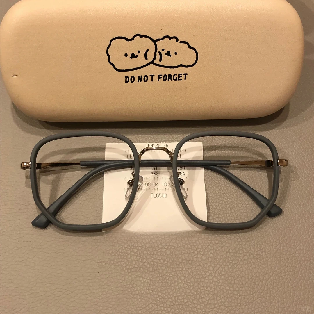 近视男眼镜雾霾蓝灰防蓝光网红素颜眼镜女圆脸可配近视眼镜框男