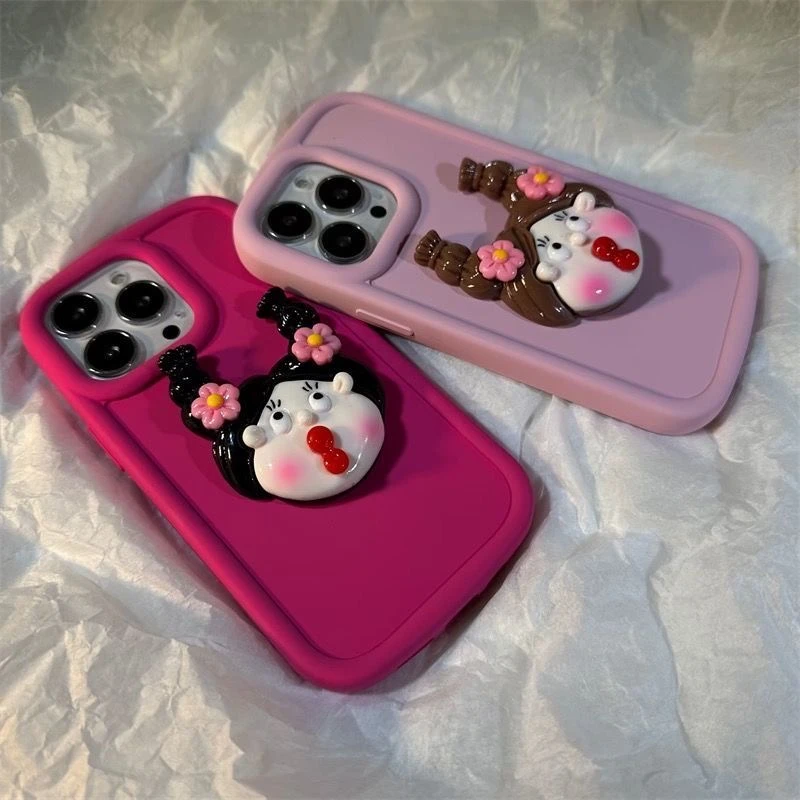 搞怪立体丑萌女孩xsmax苹果13手机壳iPhone14pro个性12/11硅胶xr