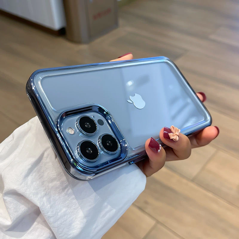 亚克力电镀太空壳苹果16手机壳高透iphone15全包防摔ip12/11简约