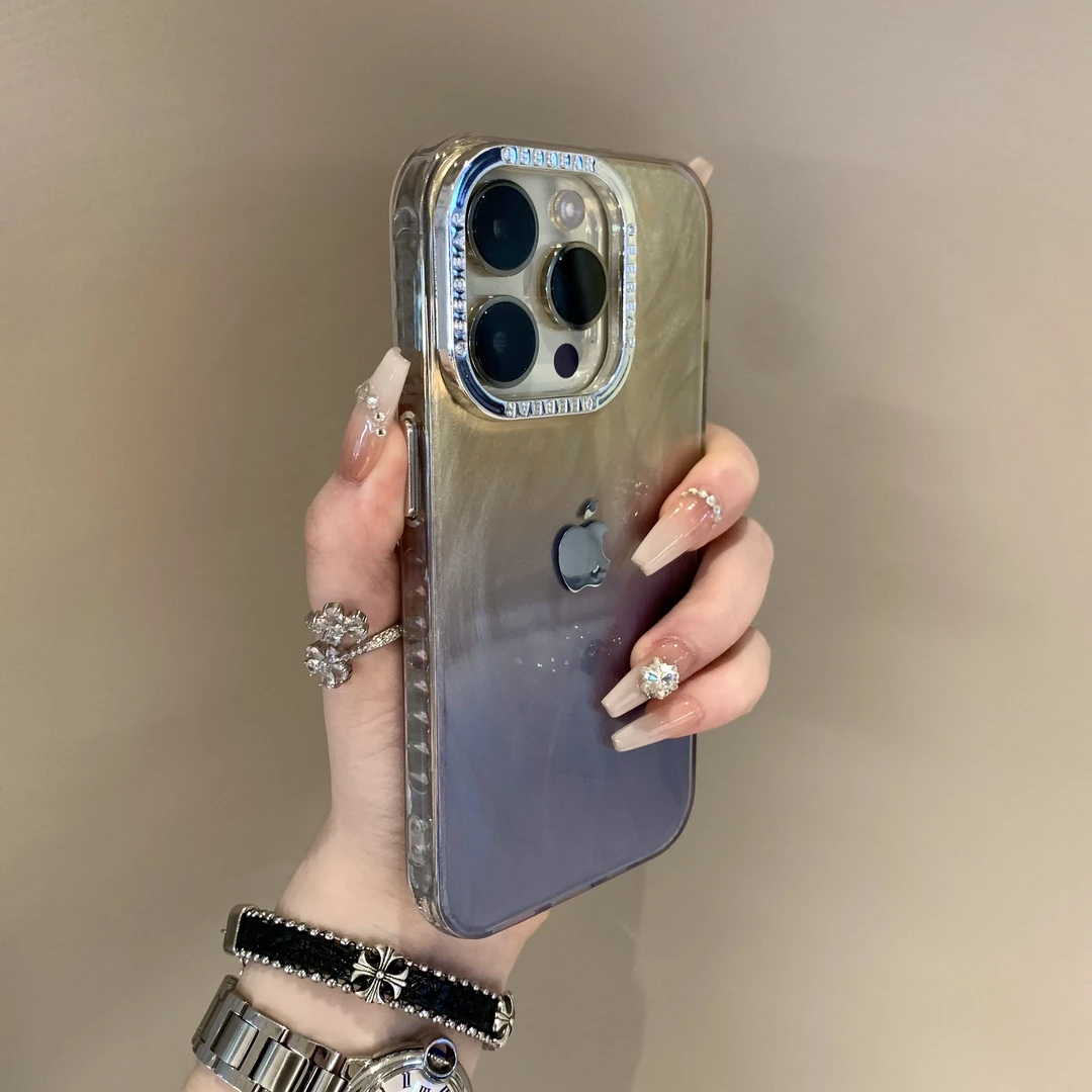 撞色渐变羽纱适用苹果15promax手机壳iphone14防摔13网红12高级11