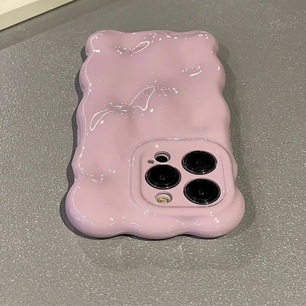 ins波浪纹气泡适用苹果15手机壳iPhone14Promax纯色11/12凹凸软壳