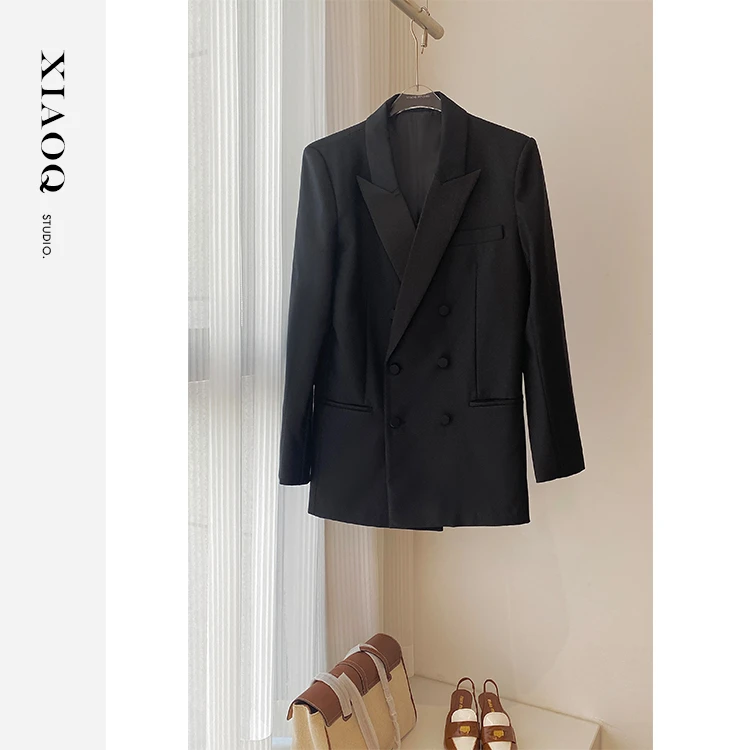 【小Q家】3821设计感双排扣西装外套T