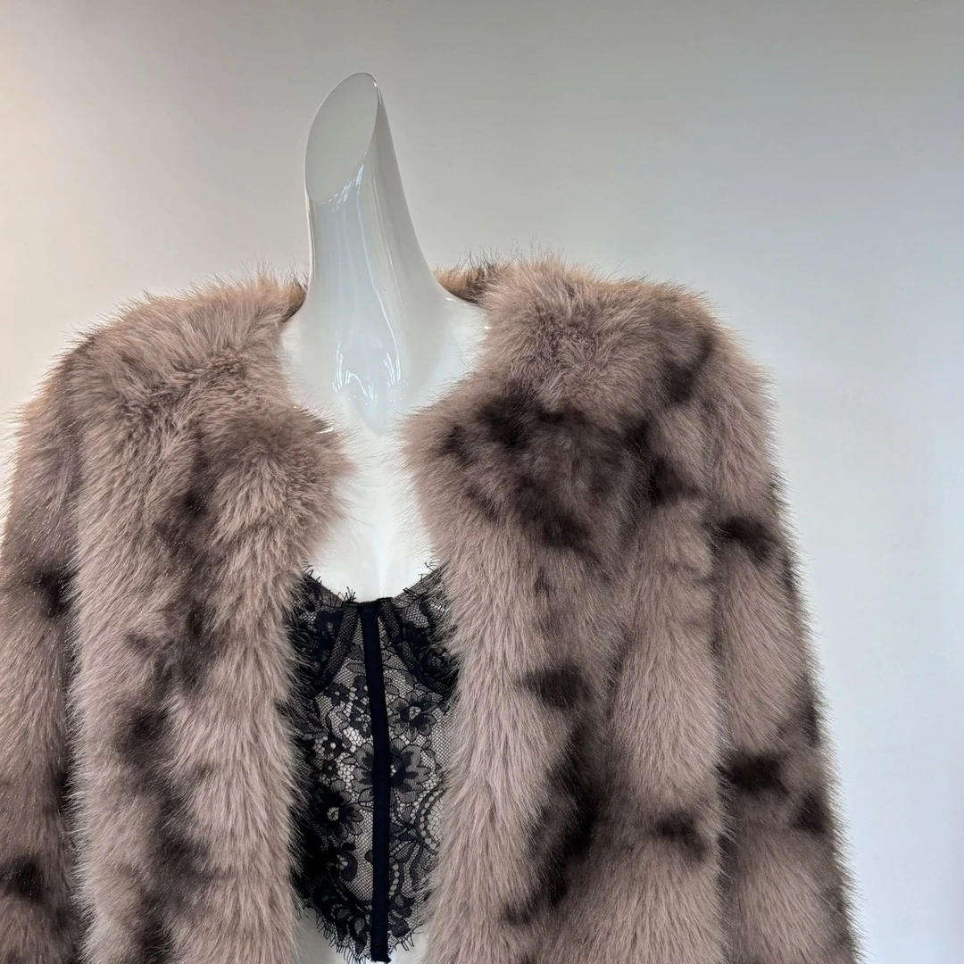 【小Q家】45060渐变复古高級毛毛短外套T