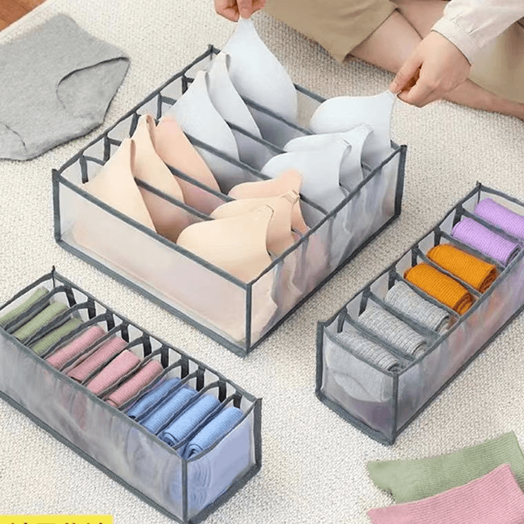 家用布艺收纳盒HOT抽屉式装袜子神器放文胸内裤胸罩分格整理盒袋