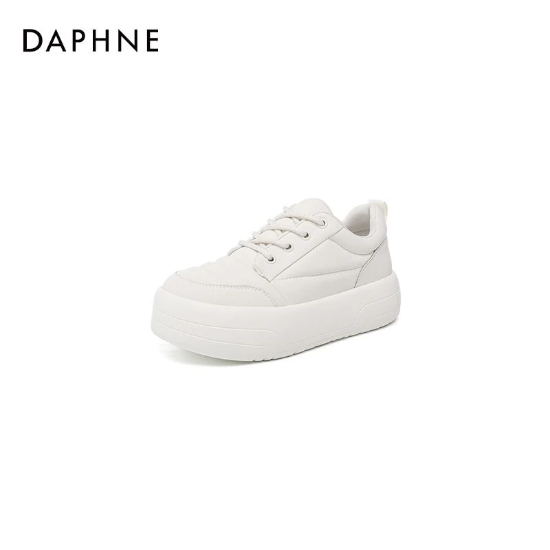 Daphne/达芙妮简约小白鞋气质商场新款厚底松糕鞋大头面包鞋休闲
