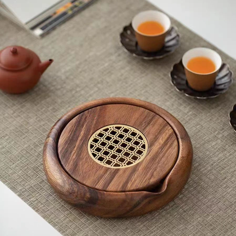 【独处茶盘推荐】南美胡桃木开口笑储水式茶盘