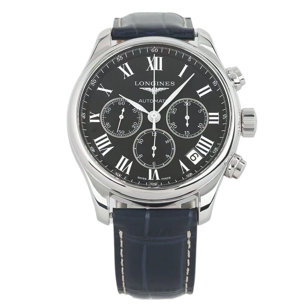 99新 Longines/浪琴 华/名匠693罗马黑/三眼/表径44/男