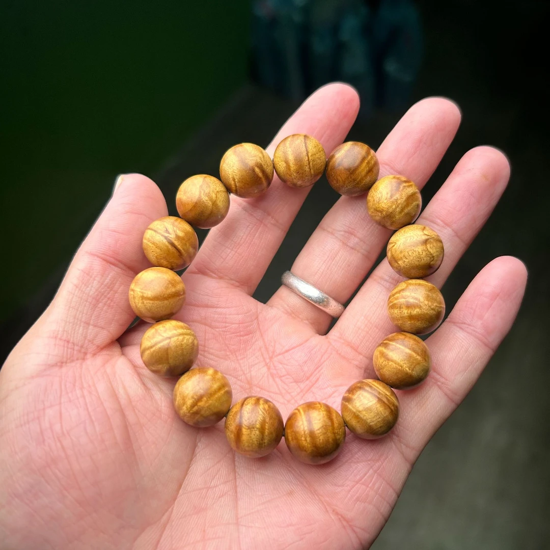 【上新了文玩严选】金丝楠水波15mm单圈手串