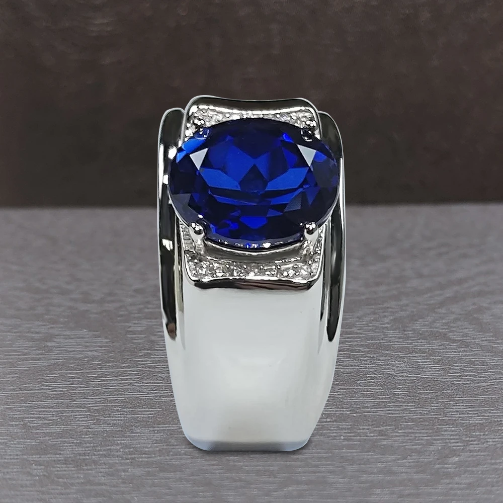 Luminora-培育蓝宝石皇家蓝S925银镀金戒指简约时尚KSJ932