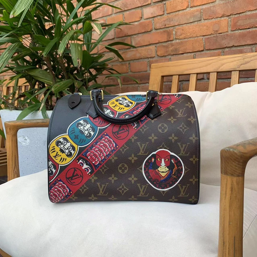 95新 LouisVuitton/路易威登 Speedy30山本宽斋限定歌舞伎手提包