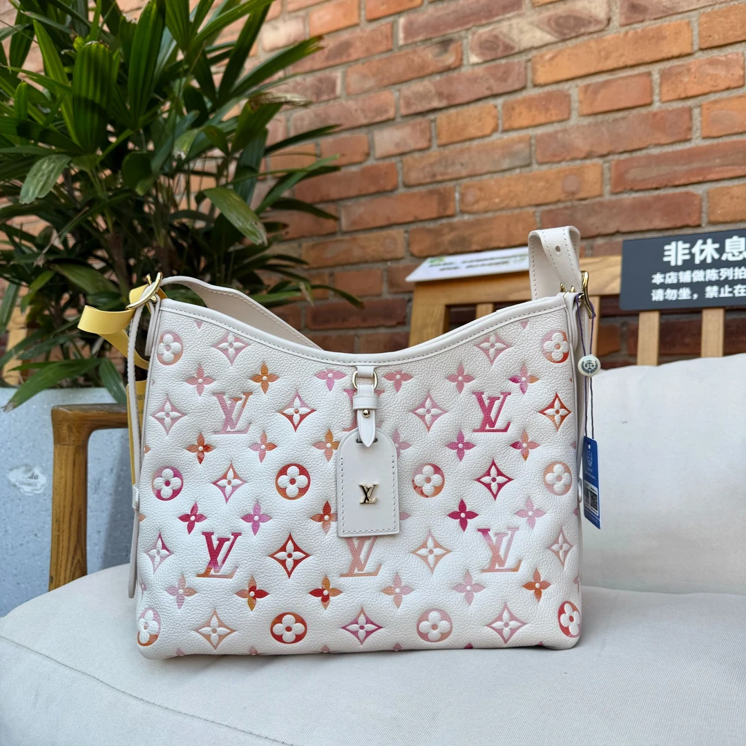 99新 LouisVuitton/路易威登 CarryAll小号手袋奶油草莓渐变粉