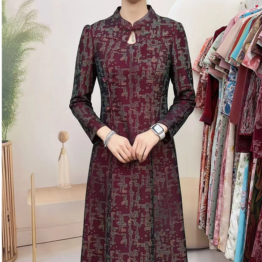 【欧327】秋季新款气质百搭洋气高贵时尚中式连衣裙