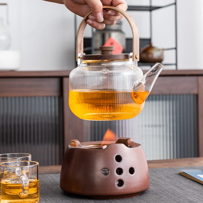 炭火炉固体酒精炉煮茶器户外家用碳炉子温茶炉蜡烛煮茶炉玻璃茶壶