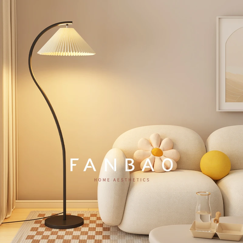 落地灯vintage法式复古奶油客厅卧室床头立式创意简约百褶氛围灯