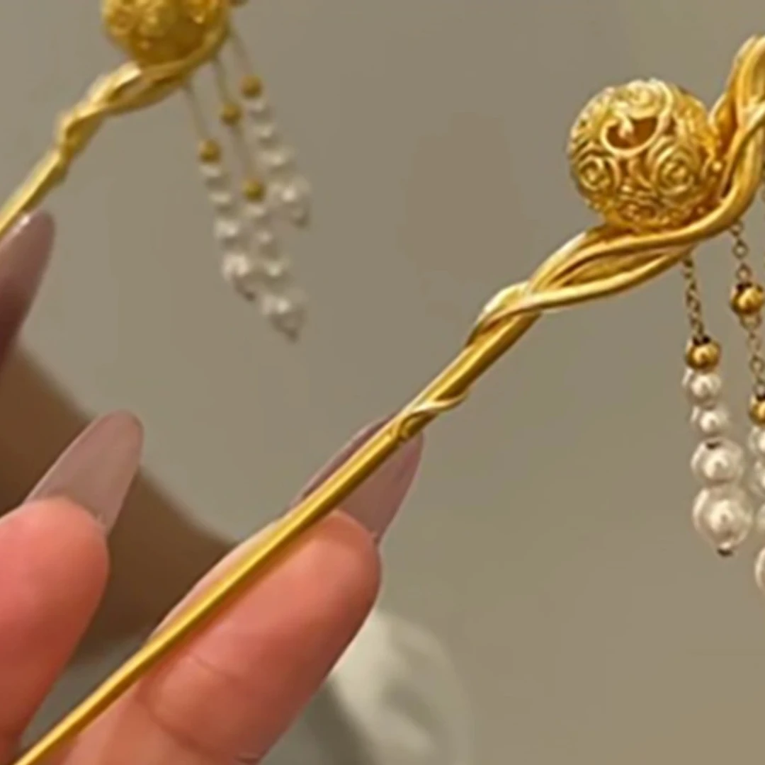 2024新款新中式清冷步摇流苏发簪女挽发盘发旗袍汉服簪子送女朋友