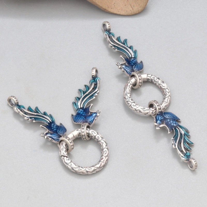 新中式孔雀凤凰万能扣DIY配件复古手工可挂吊坠配饰连接扣子潮流