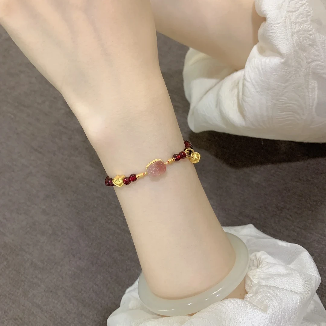 铜合金手链 小貔貅手链女招财寓意精致可爱小铃铛手串小众高级感