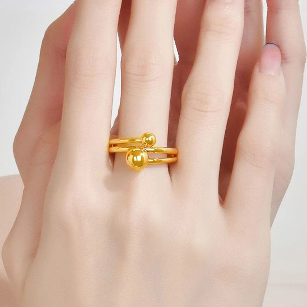 铜合金戒指 金色爆闪光戒指女款简约个性时尚食指环小众饰品