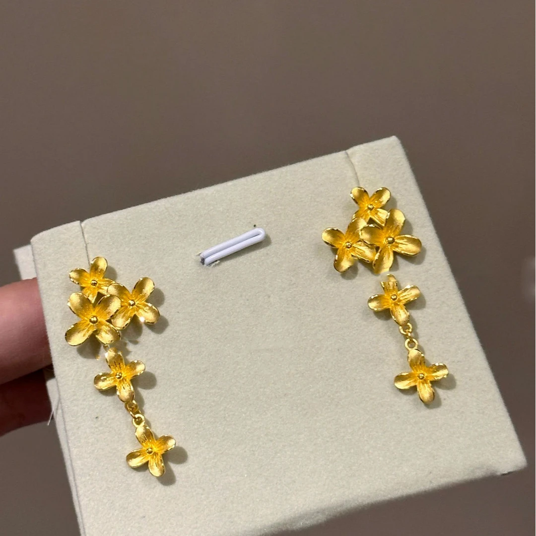 铜合金耳饰 新款桂花耳钉女轻奢小众高级感百搭气质轻奢送女朋友