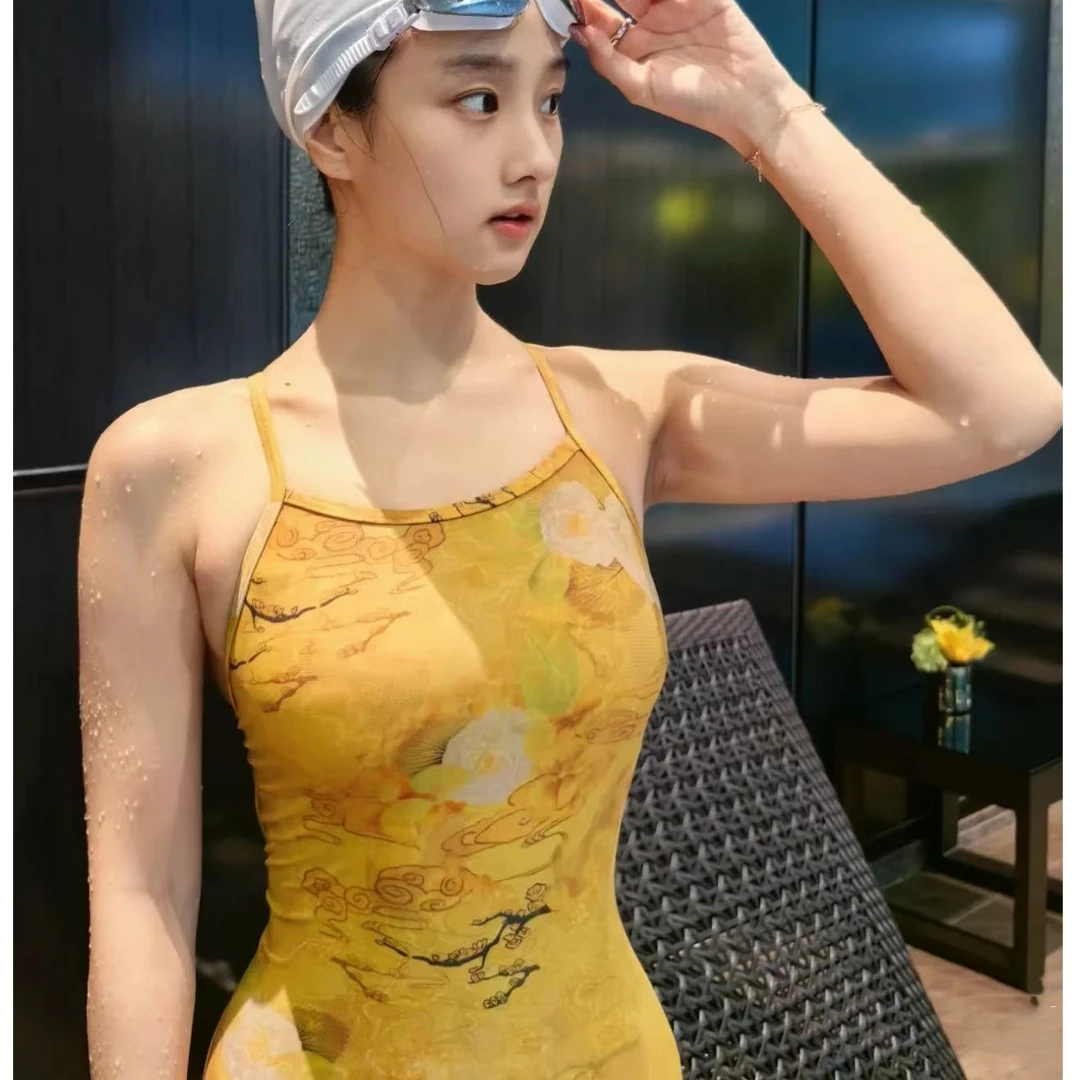 江山图案新款竞速泳衣连体ins泳装