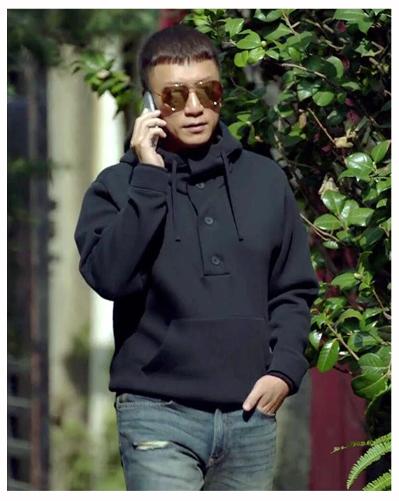 好先生明星同款连帽加厚加绒大码卫衣男士定制高领秋冬纯色上衣