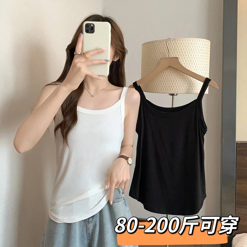 80-200斤大码吊带背心女宽松显瘦遮肚百搭上衣胖MM外穿内搭打底衫