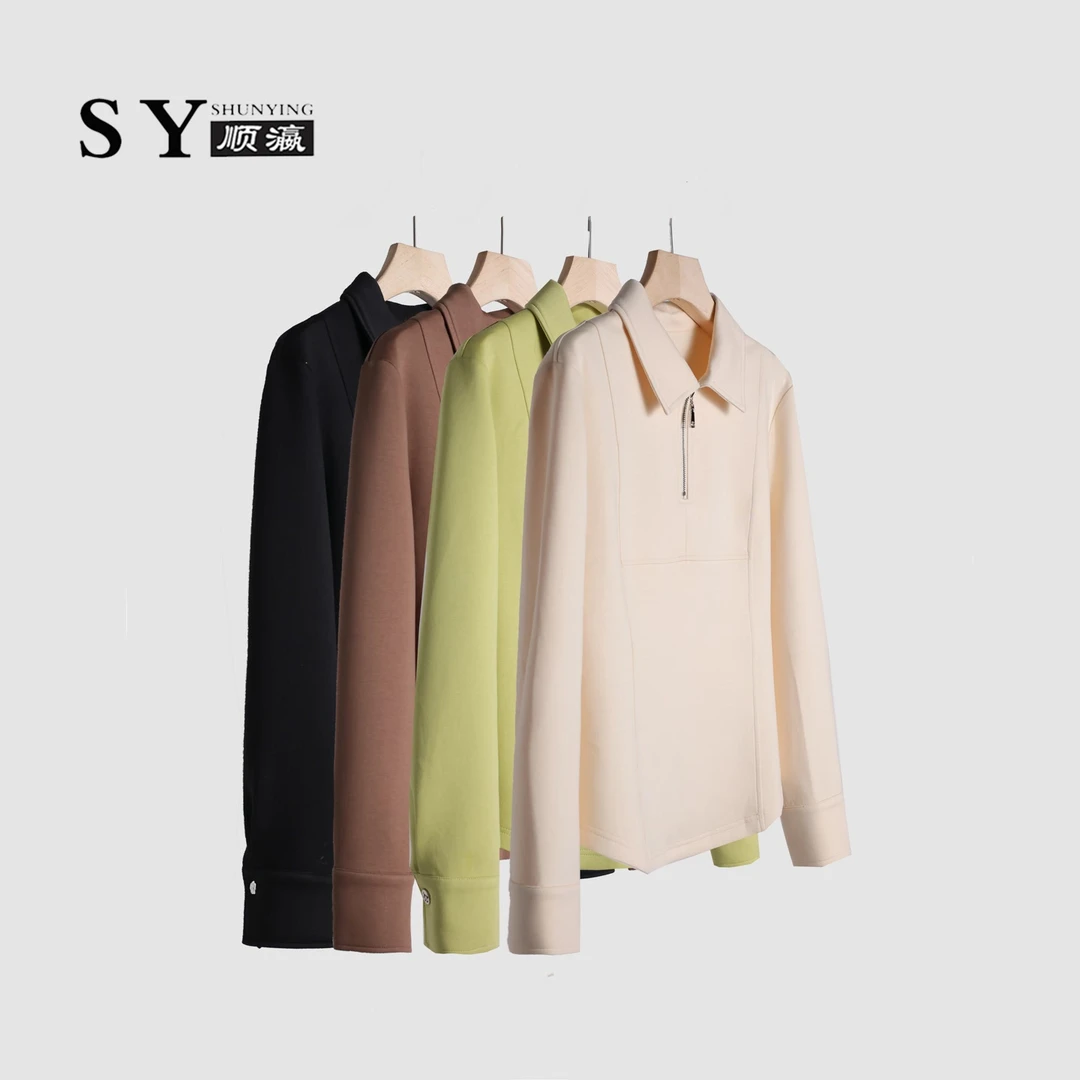 【顺瀛】秋冬美式设计感百搭通勤简约拉链翻领长袖卫衣SYM19539