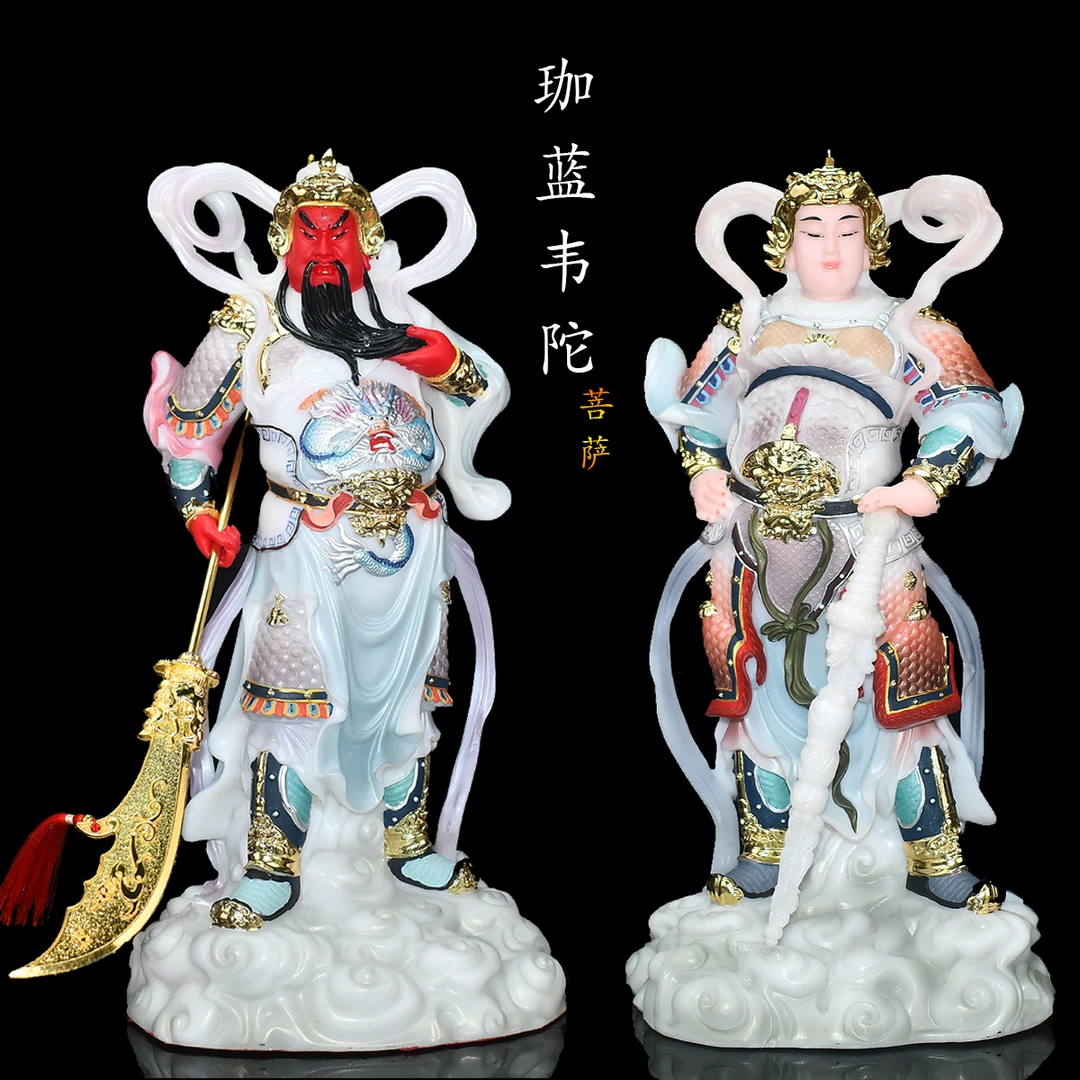 新款 汉白玉 迦蓝韦陀像 关公居家桌面摆件