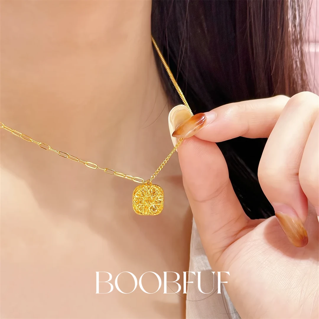 铜合金项链 花丝小方糖项链女轻奢百搭高级感锁骨链简约精致项链