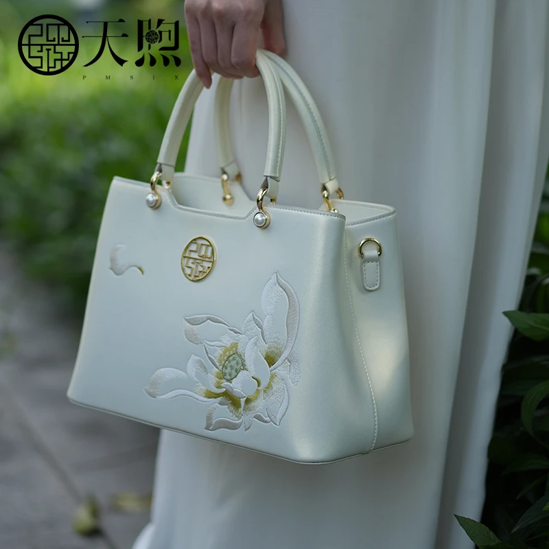 天煦非遗国风【爱莲说系列】新中式国风百搭刺绣单肩斜挎手提女包