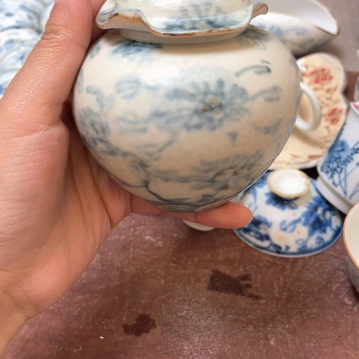 壶月*河高古青花茶叶罐手作