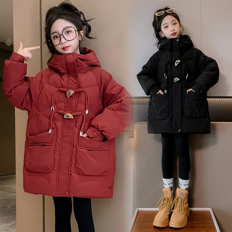 女童棉服冬季加厚洋气儿童中大童棉衣中长款女孩秋冬保暖棉袄外套